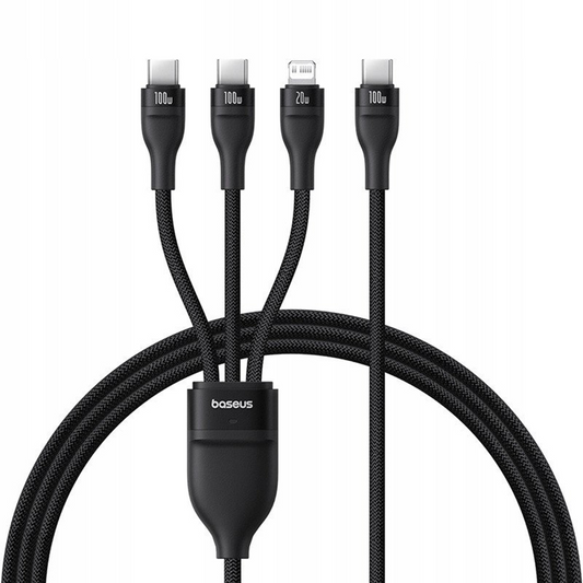 USB-C - Lightning / 2 x USB-C Baseus Flash Series III 3in1 latauskaapeli, 100W, 1,5m, musta, uudelleenpakattu P10377502111-00
