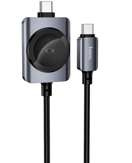 USB-C-latauskaapeli - USB-C HOCO CW66 2in1, 100W, 1,2m, Musta