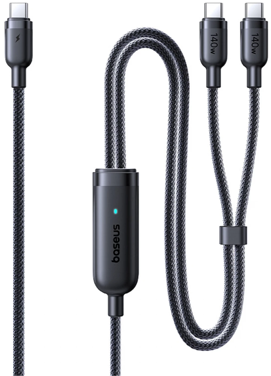 USB-C-latauskaapeli - 2 x USB-C Baseus Flash 4 2in1, 140W, 1,5m, Musta E0426X00