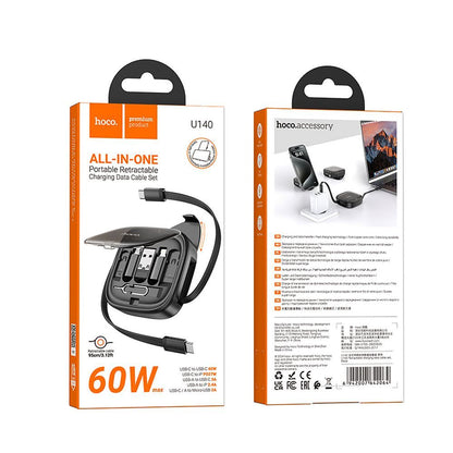 USB-C - USB-C HOCO U140 -data- ja latauskaapeli, 60W, 0.95m, Musta