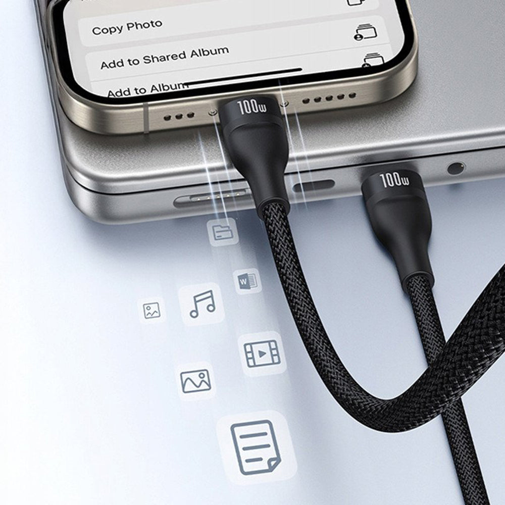 USB-C - Lightning / 2 x USB-C Baseus Flash Series III 3in1 -latauskaapeli, 100W, 1.5m, Musta P10377502111-00