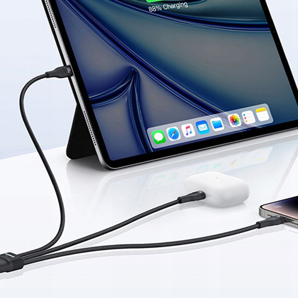 USB-C - Lightning / 2 x USB-C Baseus Flash Series III 3in1 -latauskaapeli, 100W, 1.5m, Musta P10377502111-00