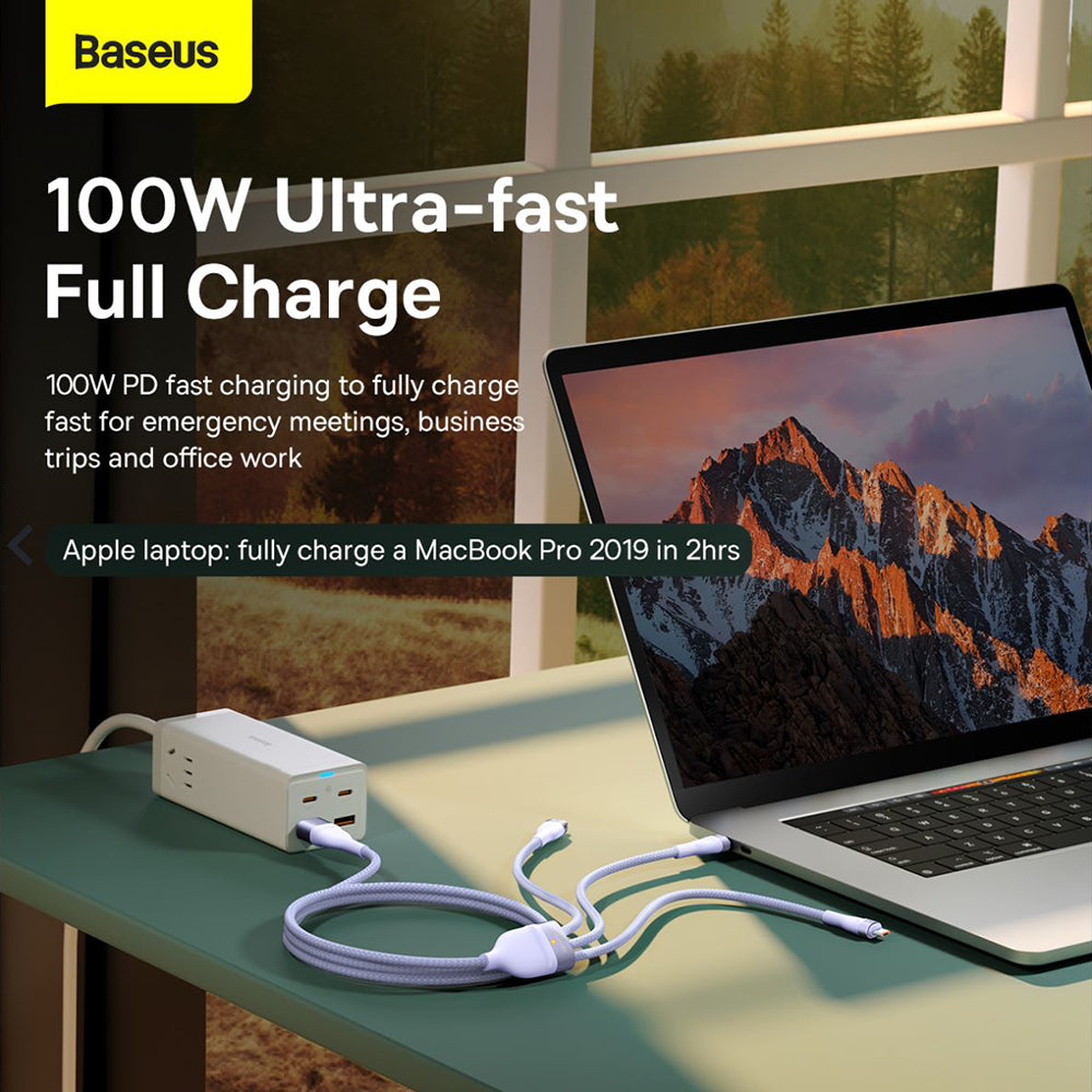 USB-C - Lightning / microUSB / USB-C Baseus Flash Series II 3in1 -latauskaapeli, 100W, 1.5m, Sininen P10382702121-01