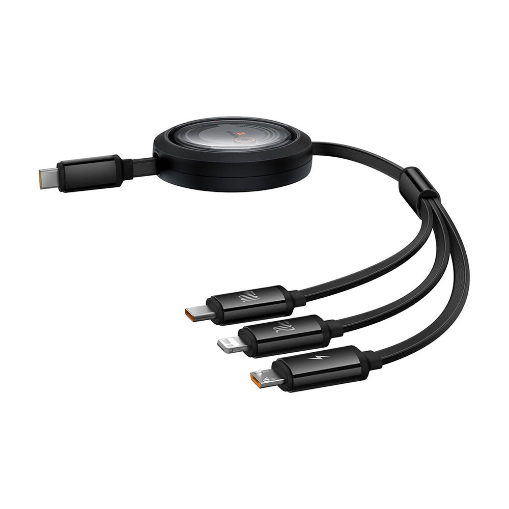 USB-C Charging Cable - Lightning / microUSB / USB-C Baseus Free2Draw Retractable, 100W, 1.1m, Black P10368700111-04