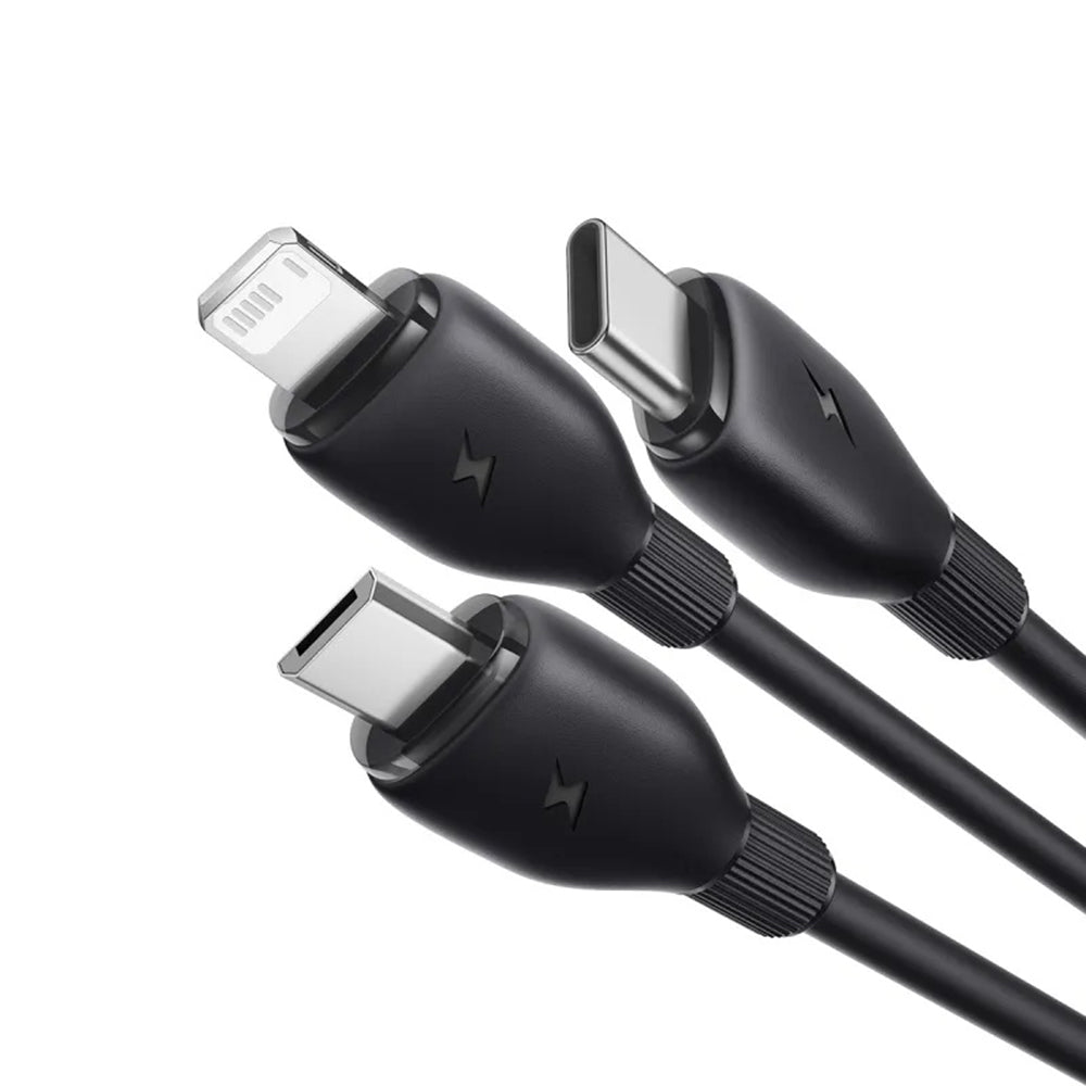 USB-C - Lightning / microUSB / USB-C Baseus Ultra Fast 3in1 -latauskaapeli, 20W, 0.8m, Musta P10377501111-00