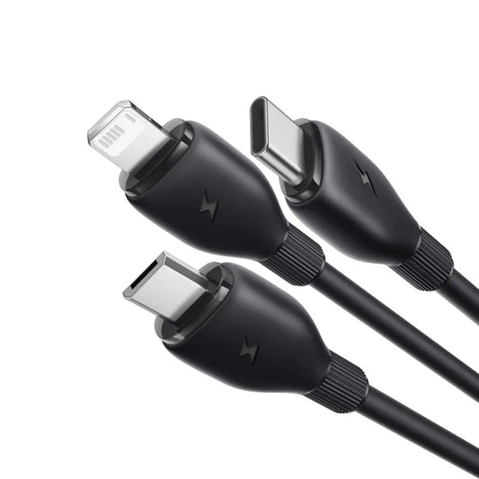USB-C - Lightning / microUSB / USB-C Baseus Ultra Fast 3in1 -latauskaapeli, 20W, 0.8m, Musta P10377501111-00