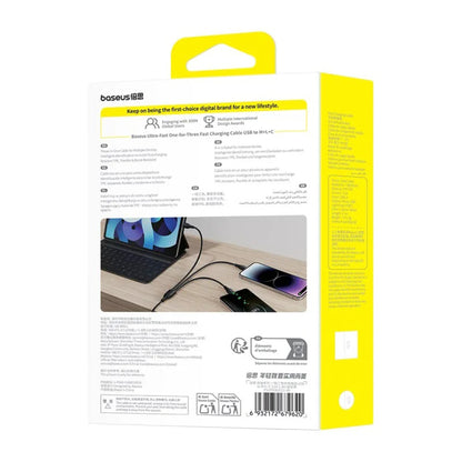 USB-C - Lightning / microUSB / USB-C Baseus Ultra Fast 3in1 -latauskaapeli, 20W, 0.8m, Musta P10377501111-00