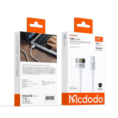 McDodo CA-2071 latauskaapeli, USB-C - MagSafe 3, 140W, 2m, Valkoinen