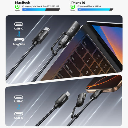 USB-C-latauskaapeli - USB-C / MagSafe 3 Lisen, 140W, 2m, Harmaa YL0124070021