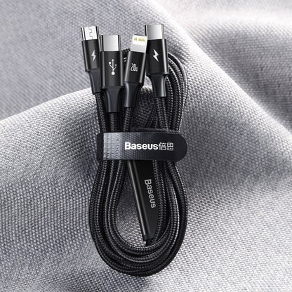 USB-C - Lightning / microUSB / USB-C Baseus Rapid 3in1, 20W, 1.5m, musta CAMLT-SC01 