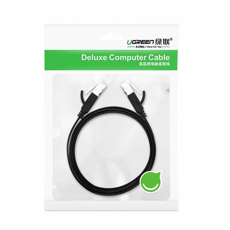 UGREEN Verkkokaapeli NW101 Litteä, UTP, Cat6, 1m, musta 