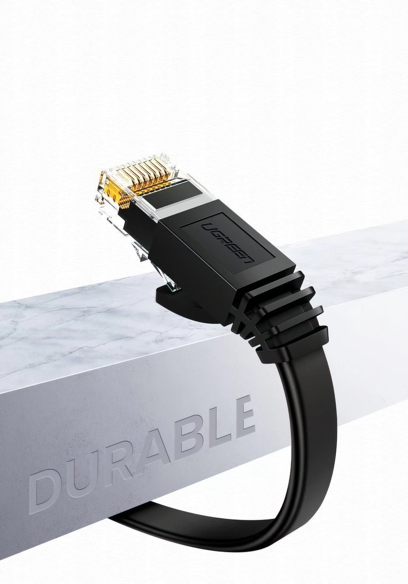 UGREEN NW102 Flat -verkkokaapeli, UTP, Cat6, 2m, Musta