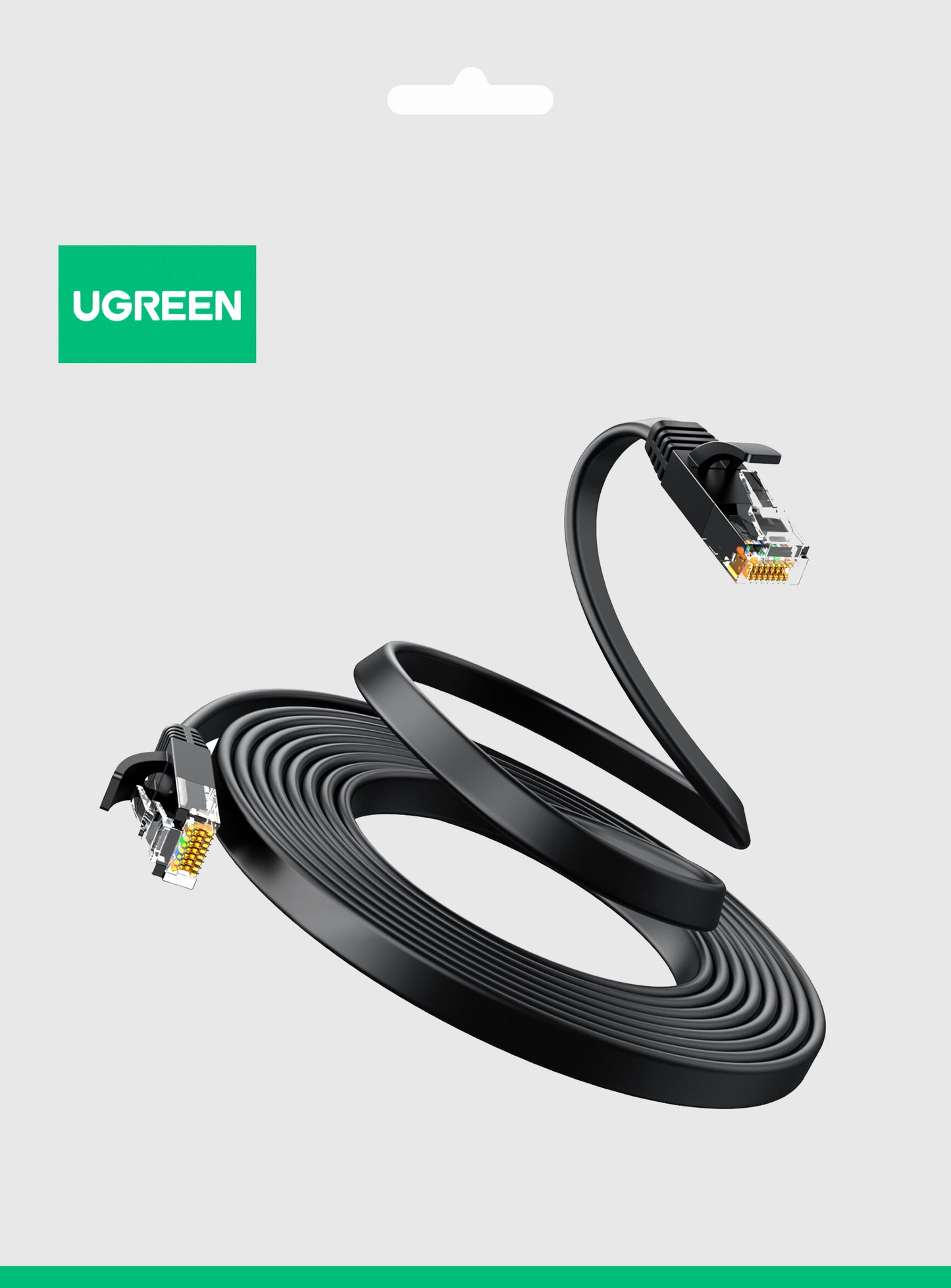 UGREEN NW102 Flat -verkkokaapeli, UTP, Cat6, 3m, Musta