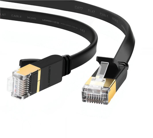 UGREEN NW106 Flat -verkkokaapeli, UTP, Cat7, 10m, Musta