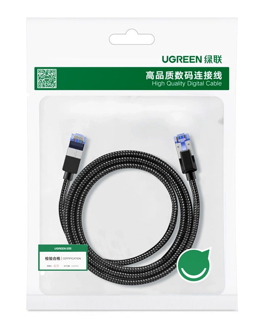 UGREEN NW153 Verkkokaapeli, UTP, Cat8, 1m, Musta