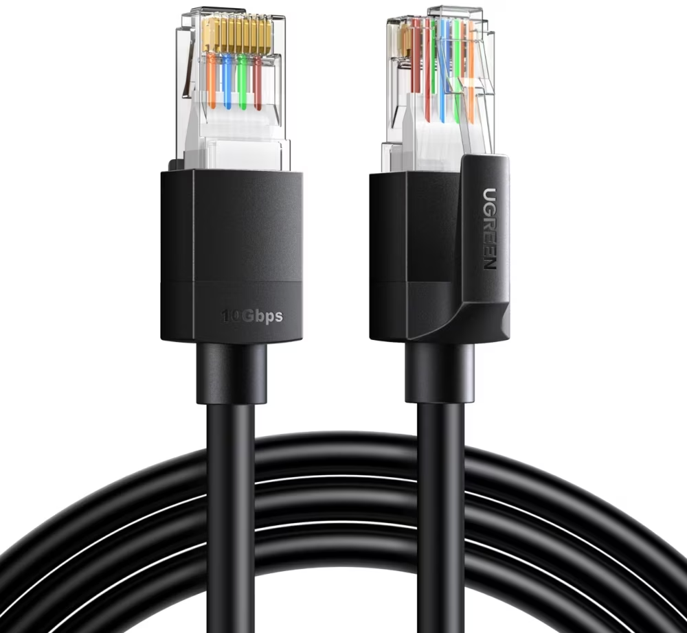 UGREEN NW316 -verkkokaapeli, UTP, Cat6, 8m, Musta