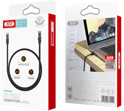 XO Design GB007 -verkkokaapeli, UTP, Cat6, 1m, Musta