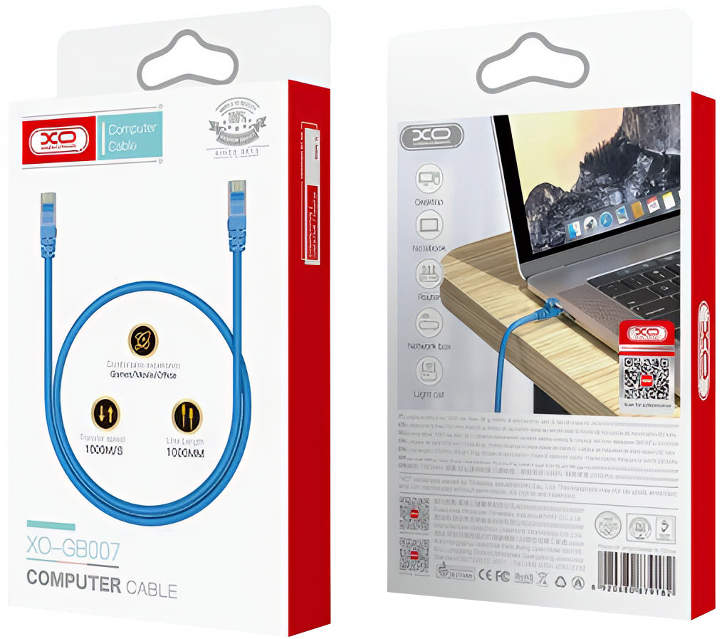XO Design GB007 -verkkokaapeli, UTP, Cat6, 1m, Sininen