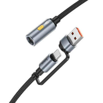 Sähkösytytin HOCO UA38B, USB-C / USB-A, 0,3m, Musta