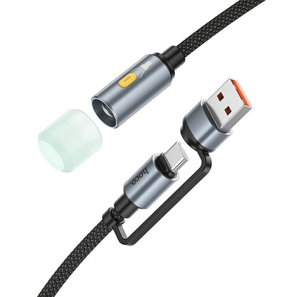 HOCO UA38C Led-kaapeli, USB-C / USB-A, 0,3 m, Musta