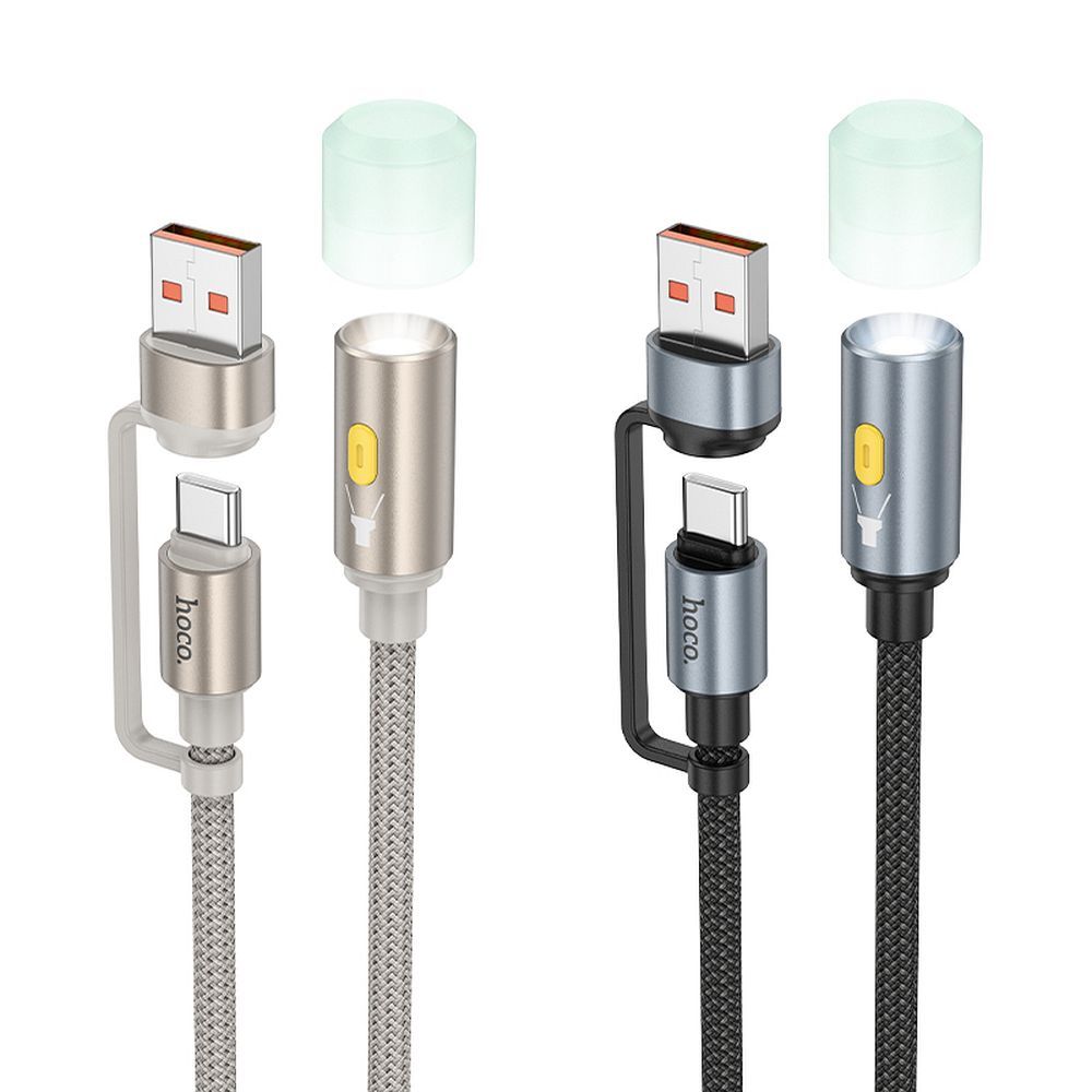 Led-kaapeli HOCO UA38C, USB-C / USB-A, 0,3 m, Kulta