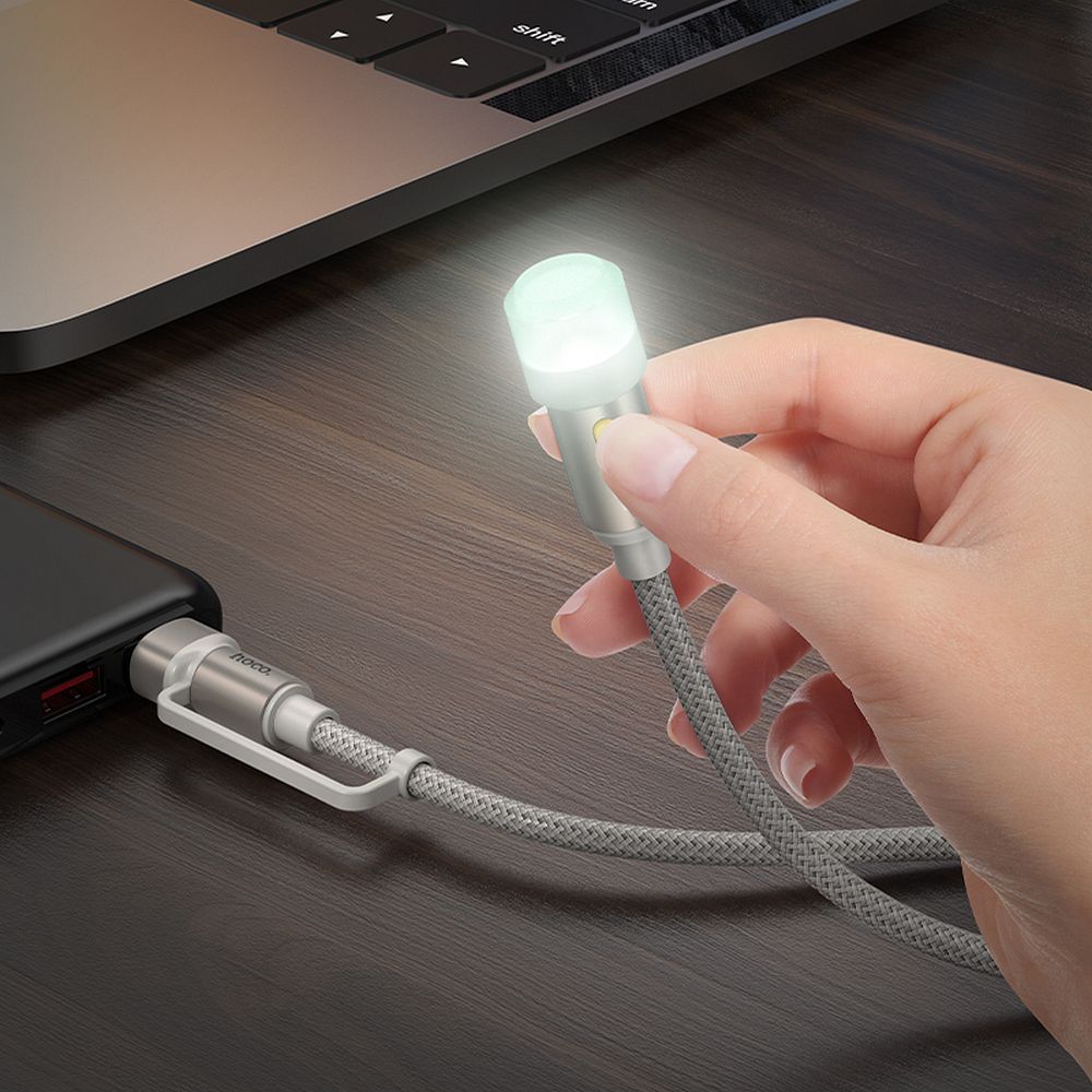 HOCO UA38C Led-kaapeli, USB-C / USB-A, 0,3 m, Musta