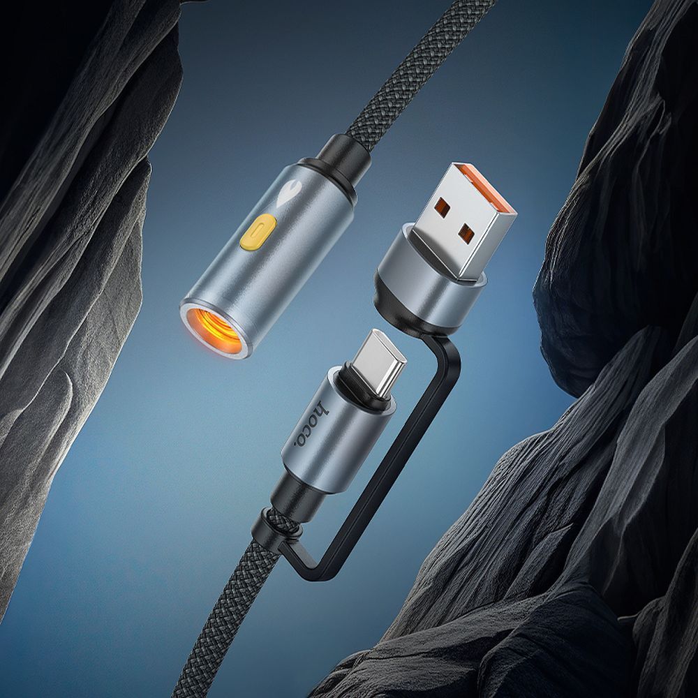 Sähkösytytin HOCO UA38B, USB-C / USB-A, 0,3m, Musta