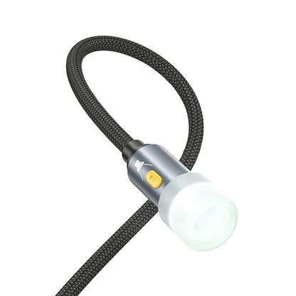 HOCO UA38C Led-kaapeli, USB-C / USB-A, 0,3 m, Musta