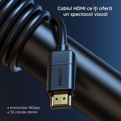 Baseus High Definition -videokaapeli, HDMI - HDMI, 4K, 5m, Musta CAKGQ-D01