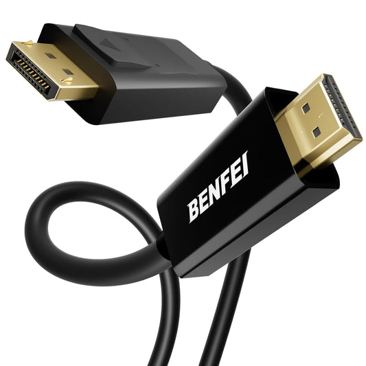 Benfei Video-kaapeli, DisplayPort - HDMI, 4K, 1,8 m, Musta