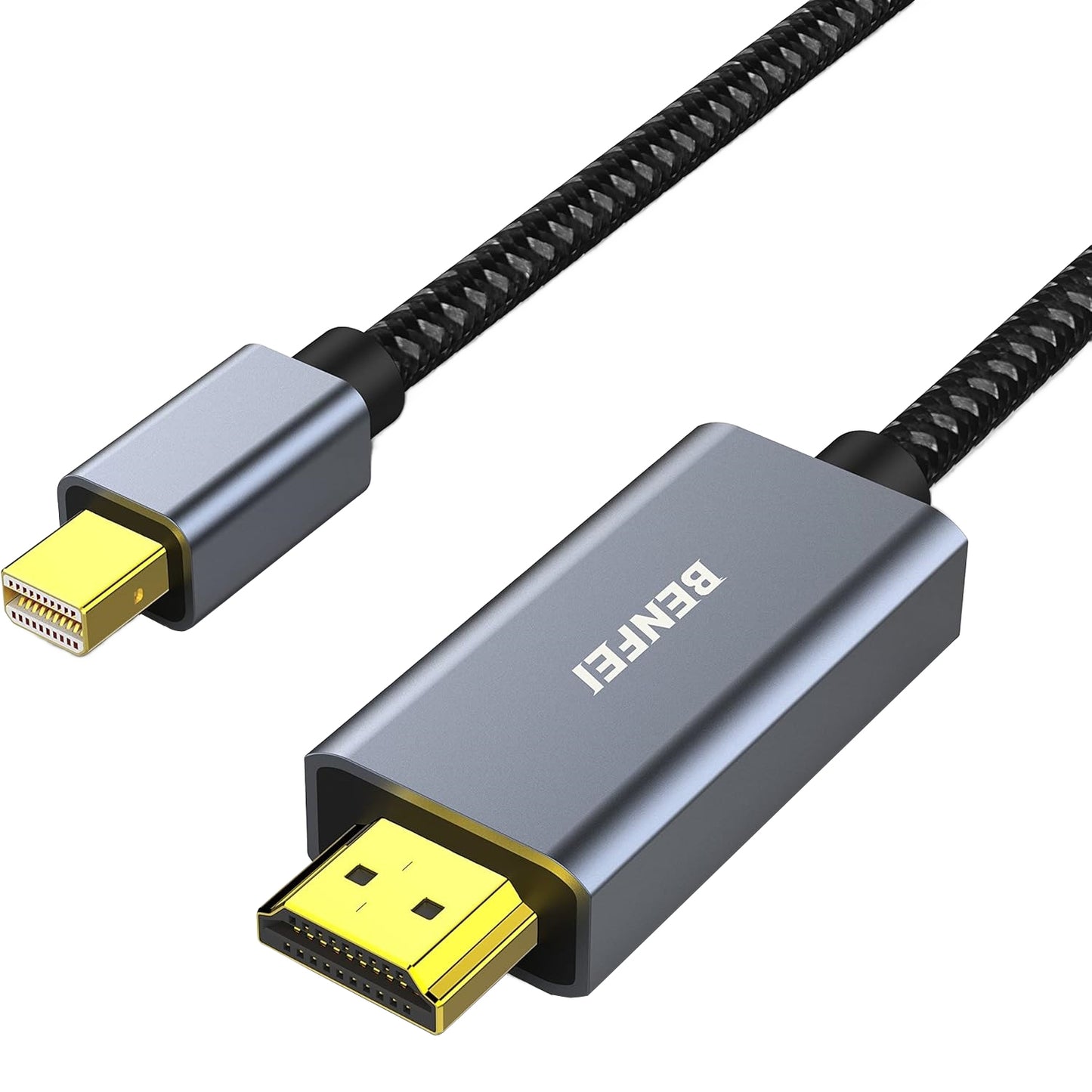 Benfei Video-kaapeli, MiniDisplayPort - HDMI, 4K, 0,9 m, Harmaa