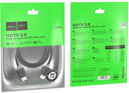 HOCO US08 -videokaapeli, HDMI - HDMI, 4K, 1m, Musta