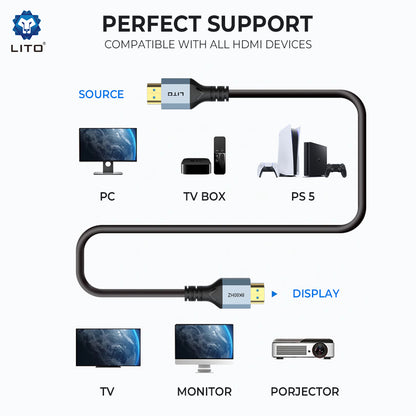Lito HD119 videokaapeli, HDMI - HDMI, 8K, 1,8 m, musta