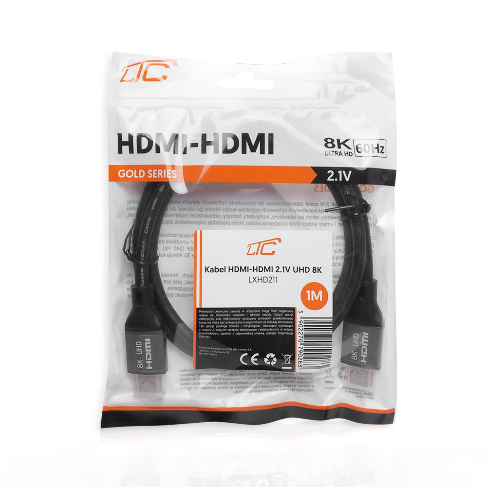 LTC Gold -videokaapeli, HDMI - HDMI, 8K, 1m, Musta