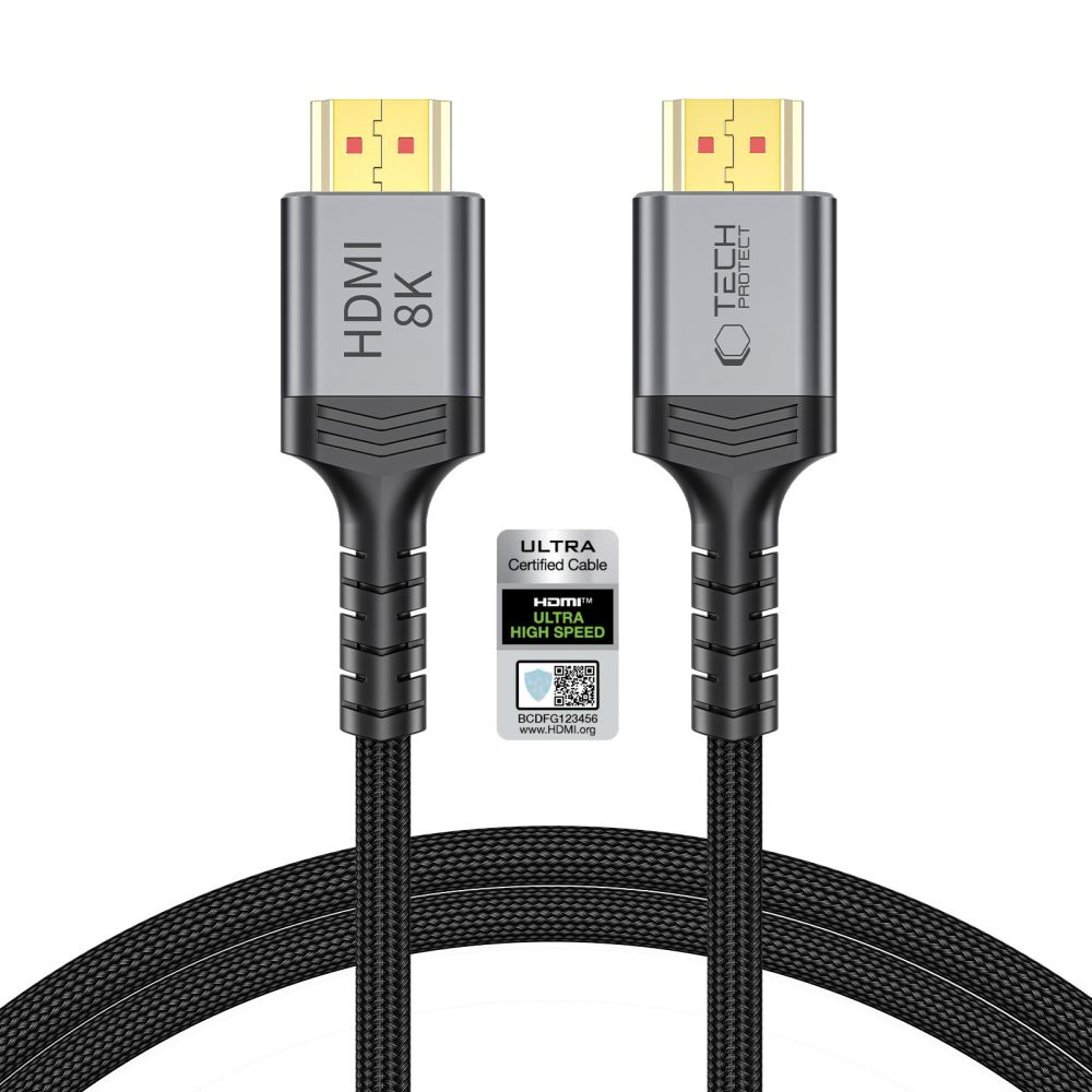 Tech-Protect Ultraboost 2 videokaapeli, HDMI - HDMI, 8K, 1m, Musta