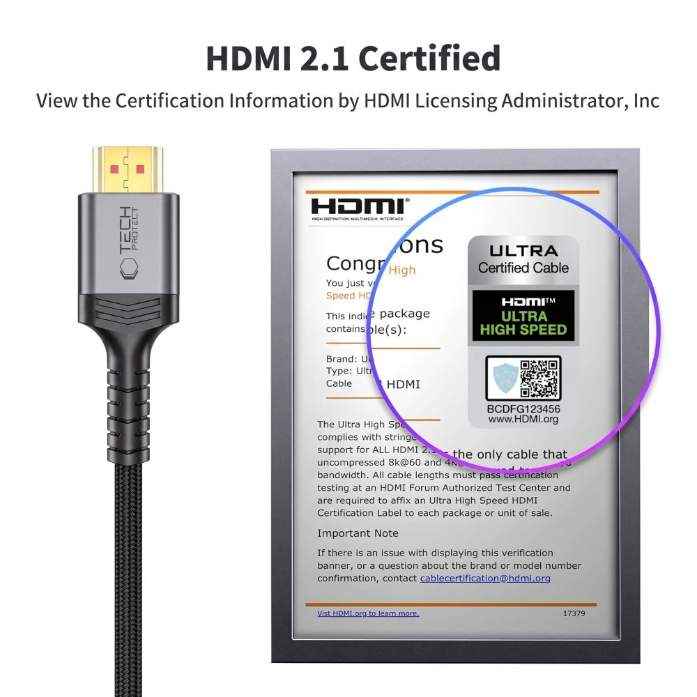 Tech-Protect Ultraboost 2 videokaapeli, HDMI - HDMI, 8K, 1m, Musta