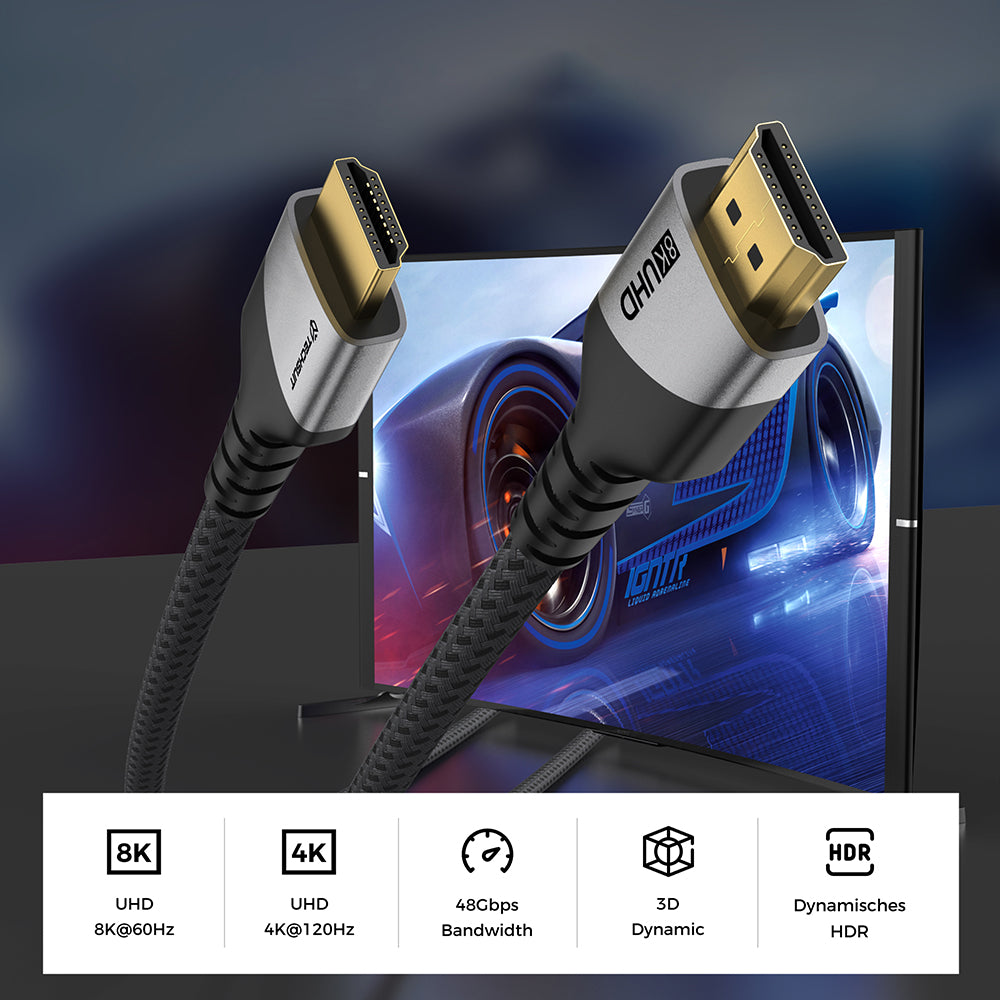 Techsuit NexusVision Pro CX3 Video Cable, HDMI - HDMI, 8K, 2m, Gray