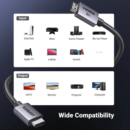 UGREEN HD171 -videokaapeli, HDMI - HDMI, 8K, 2m, Musta