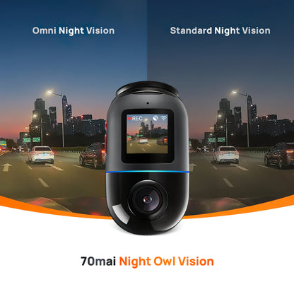 Autoilmaisin 70mai Dash Cam Omni 360 X200, 1080P, 64Gb, Wi-Fi, GPS, AI, Ääniohjaus, 1.2 tuuman näyttö X200-64-BK