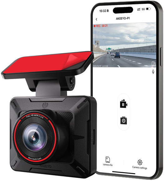Akeeyo P1 Autokamera, 1080P, Wi-Fi