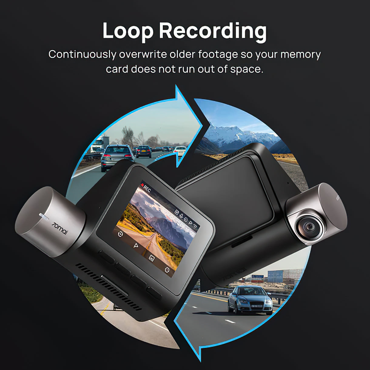 Autojen etu- ja takakamera 70mai Dash Cam A510, 3K, GPS, Wi-Fi, 2 tuuman näyttö