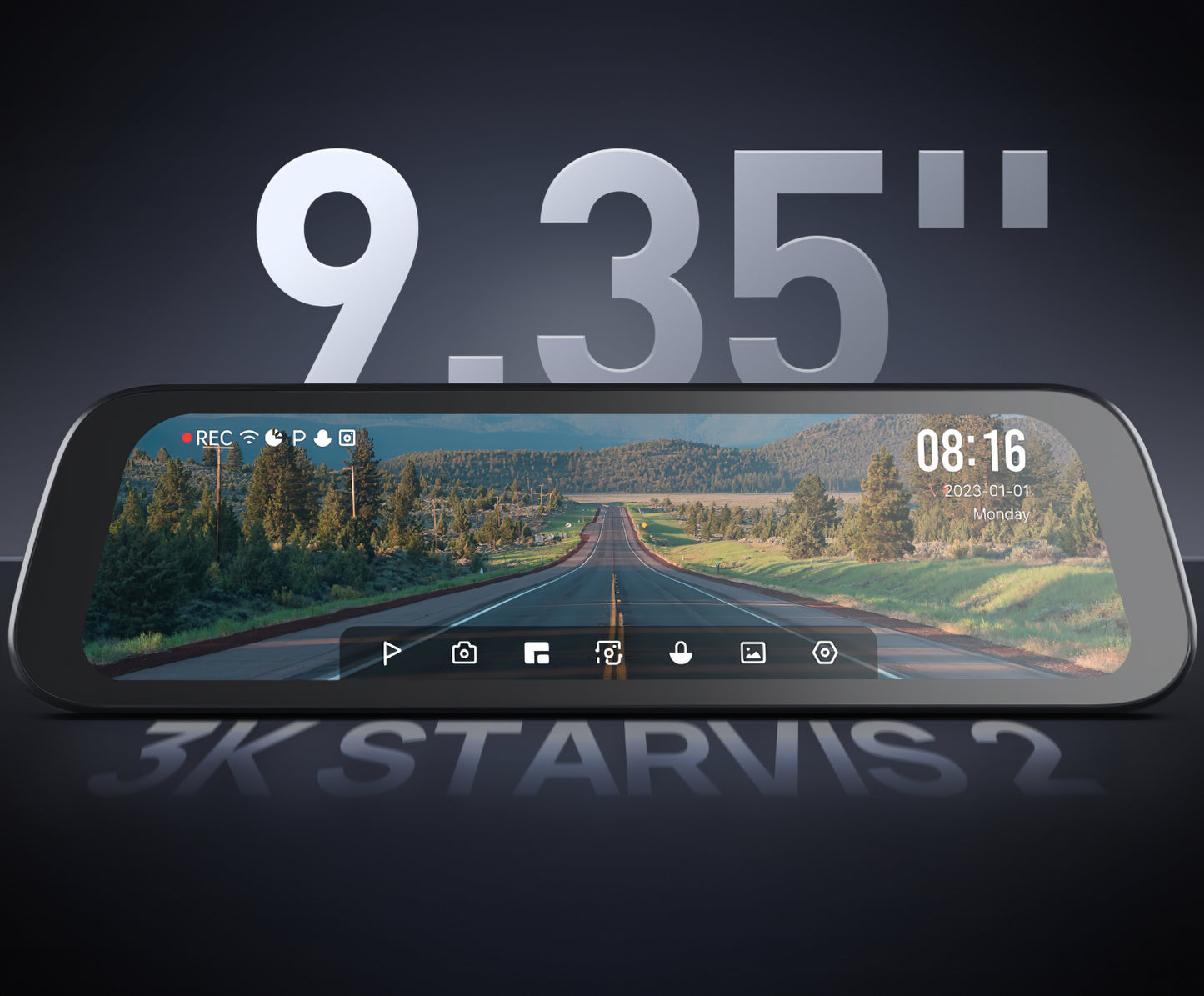 Autojen Etu- ja Takakamera 70mai Dash Cam S500, 3K, Wi-Fi, Näyttö 9.35 tuumaa