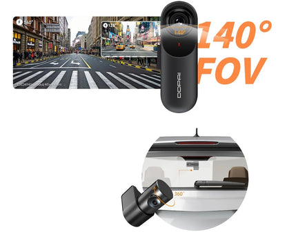 Etu- ja takakamera DDPAI mola N3 Pro 2026, 1600P, Wi-Fi