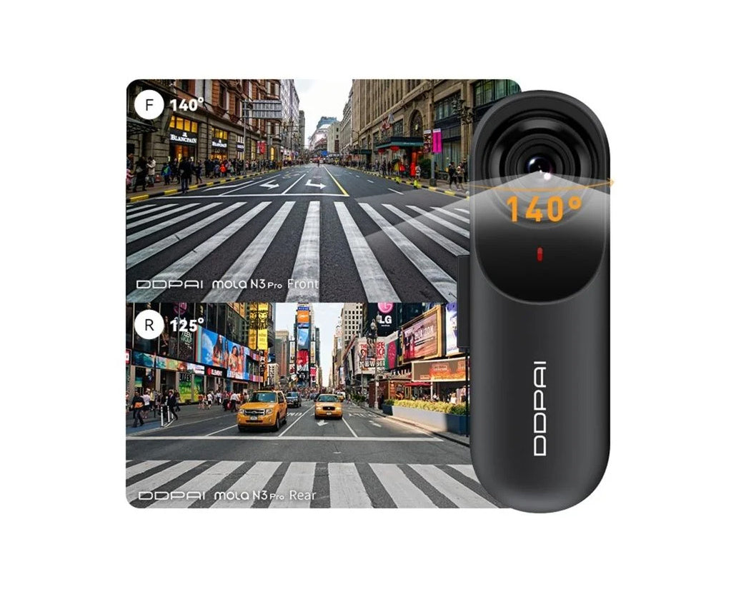 Etu- ja takakamera DDPAI mola N3 Pro 2026, 1600P, Wi-Fi