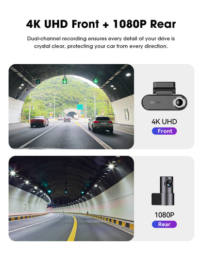 DDPAI N5 Dual 2026 etu- ja takakamera autoon, 4K, Wi-Fi, GPS, AI