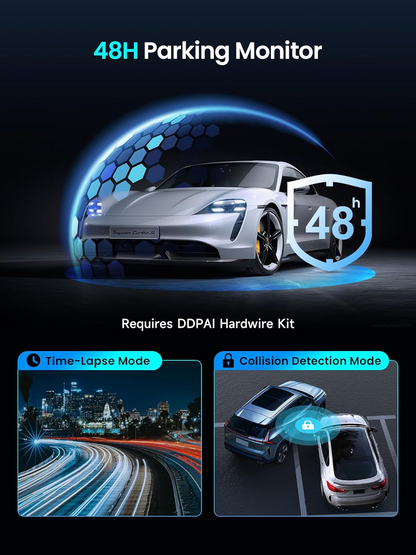 DDPAI Z50 Pro Dual -etukamera ja -takakamera, 4K, Wi-Fi, GPS, 3 tuuman näyttö