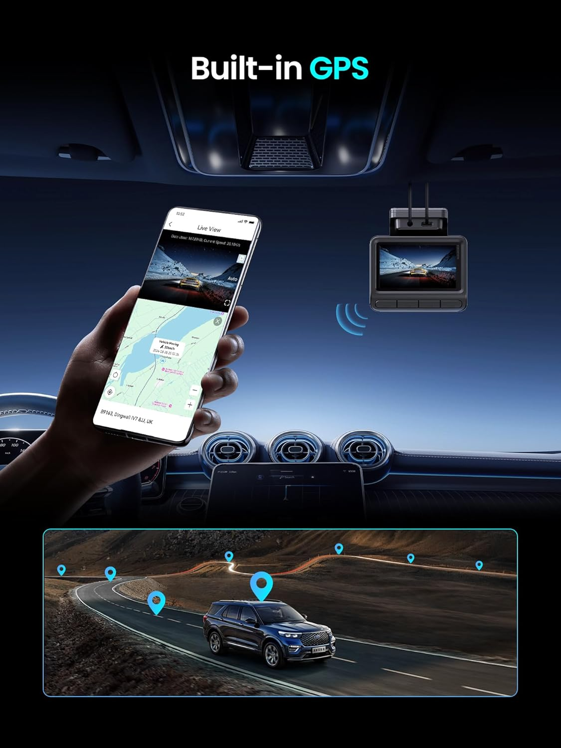 DDPAI Z50 Pro Dual -etukamera ja -takakamera, 4K, Wi-Fi, GPS, 3 tuuman näyttö