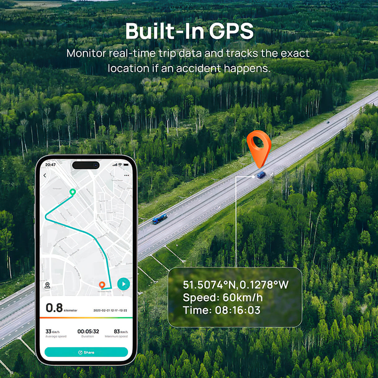 Autojen etu- ja takakamera 70mai Dash Cam A510, 3K, GPS, Wi-Fi, 2 tuuman näyttö