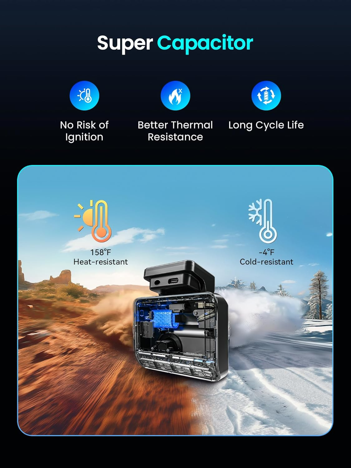 DDPAI Z50 Pro Dual -etukamera ja -takakamera, 4K, Wi-Fi, GPS, 3 tuuman näyttö