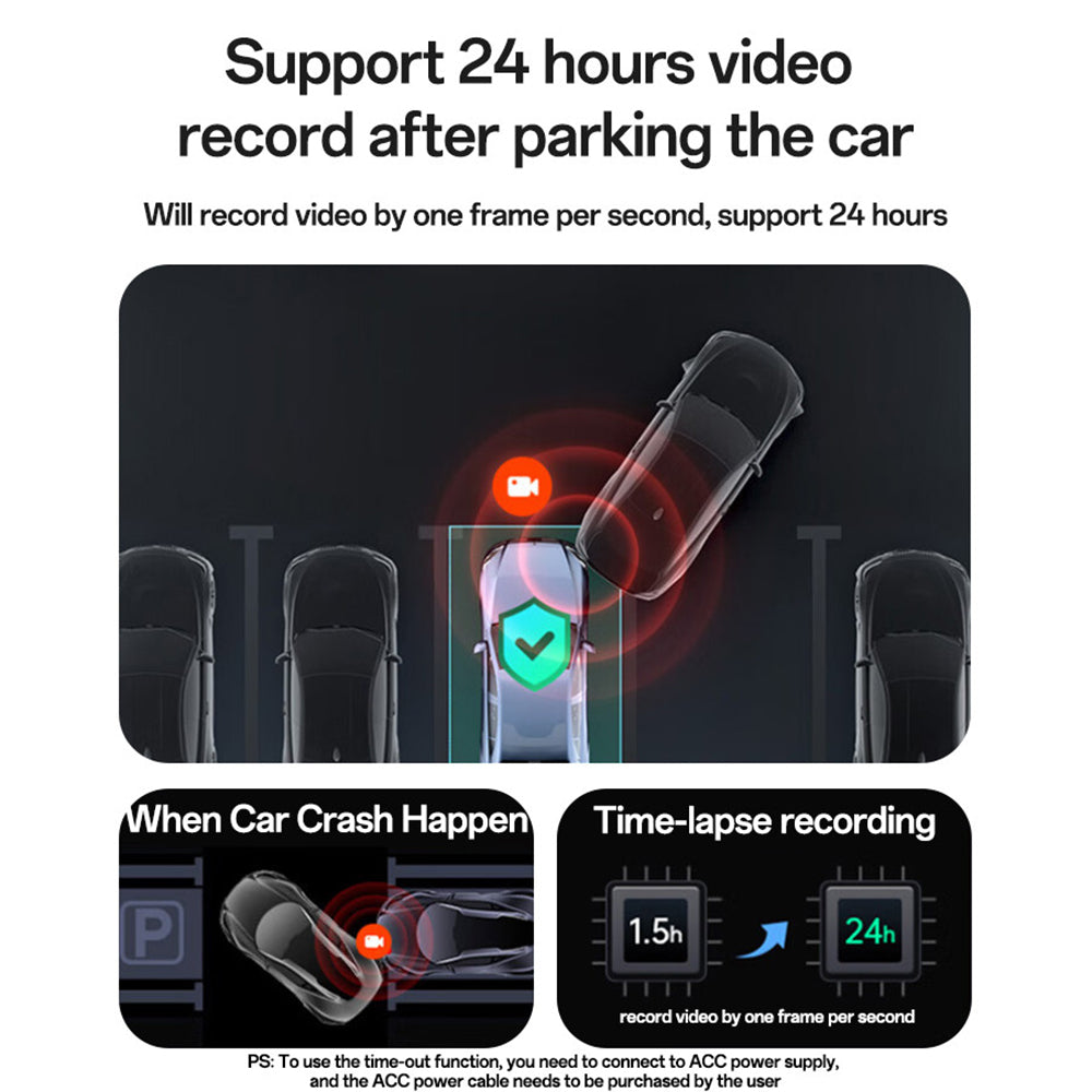 Yesido KM22 -autokamera, 1080P, Wi-Fi, Musta